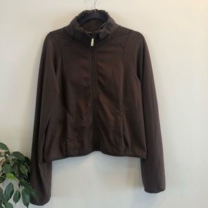 Lululemon Brown Herringbone Ruched Collar Jacket